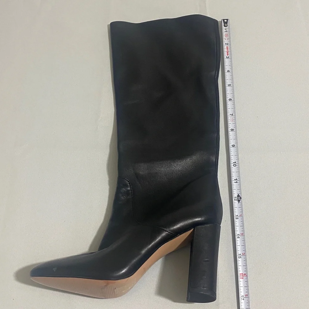 NWOB J. CREW Soft Black Leather Pull-on Boots Women's Size 7.5